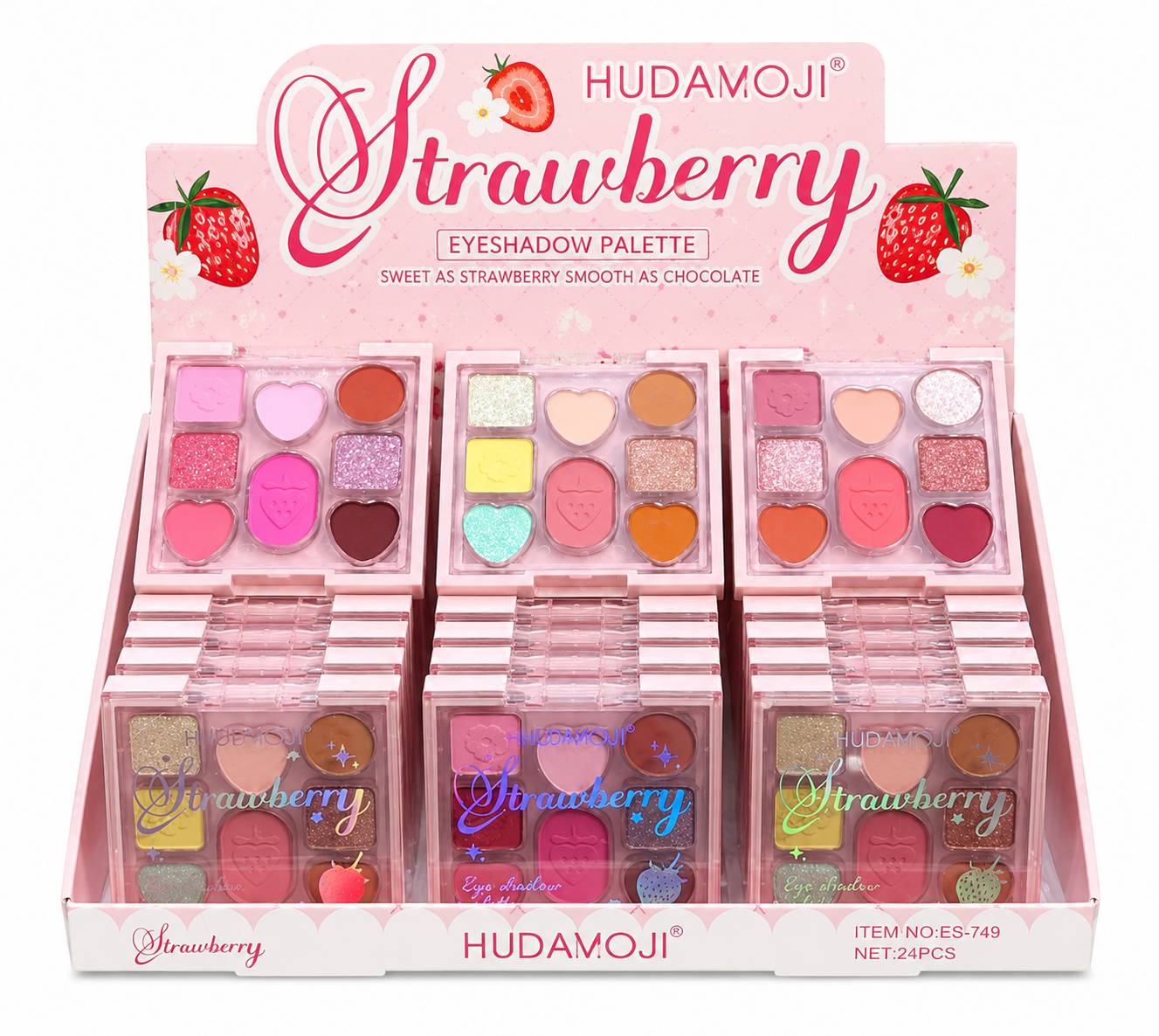 پالت سایه ۹ رنگ هدی‌موجی (HUDAMOJI) مدل Strawberry | فانتزی و طرح قلب